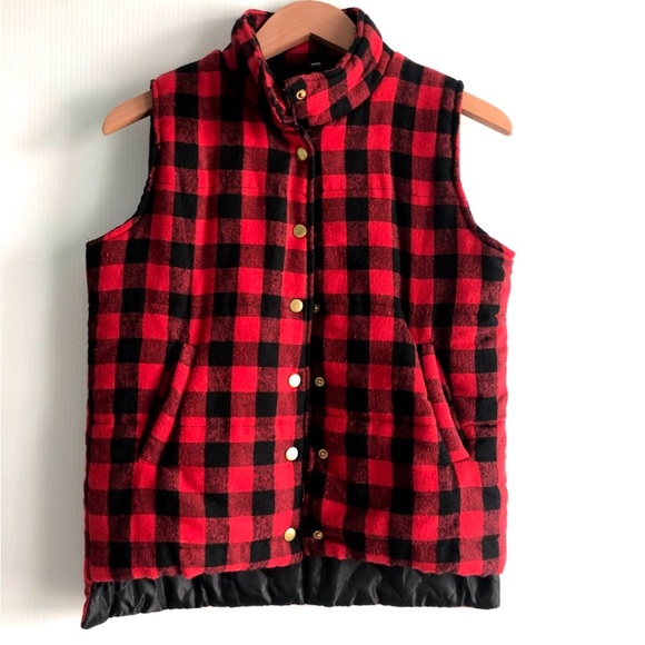 Red and Black Plaid Vest - Picture 1 of 6